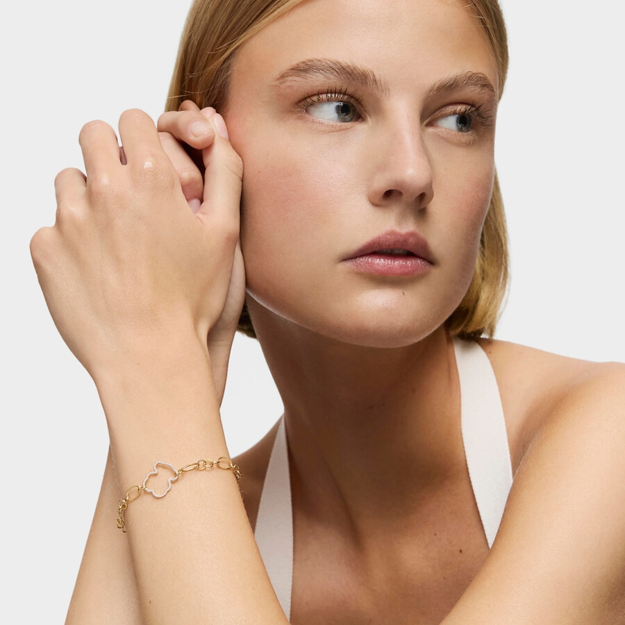 nuovo bracciale con catena bicolore a forma di orso silueta