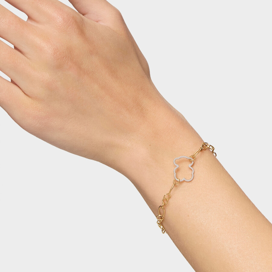 nuovo bracciale con catena bicolore a forma di orso silueta