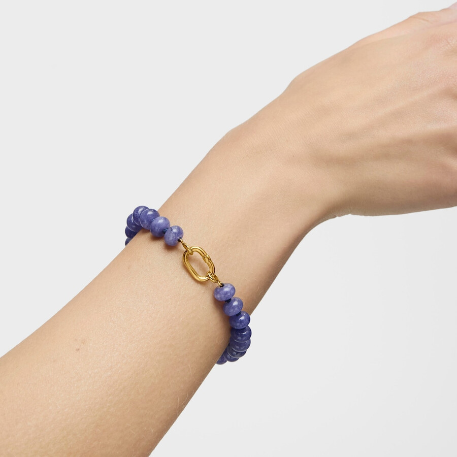 bracciale hold oval con placcatura in oro 18kt su argento e quarzite blu