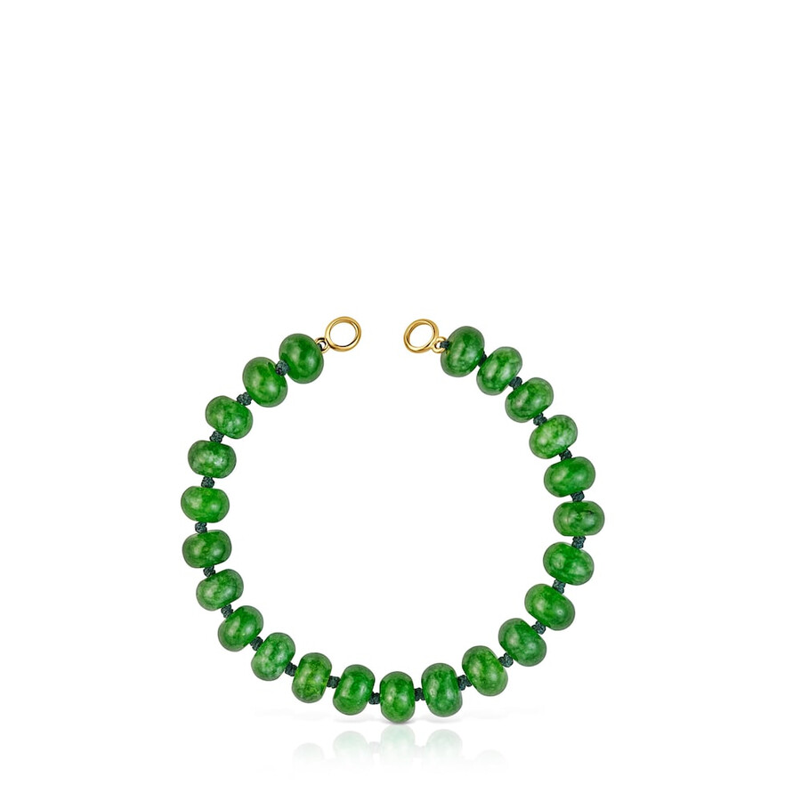 bracciale hold oval con placcatura in oro 18kt su argento e quarzite verde