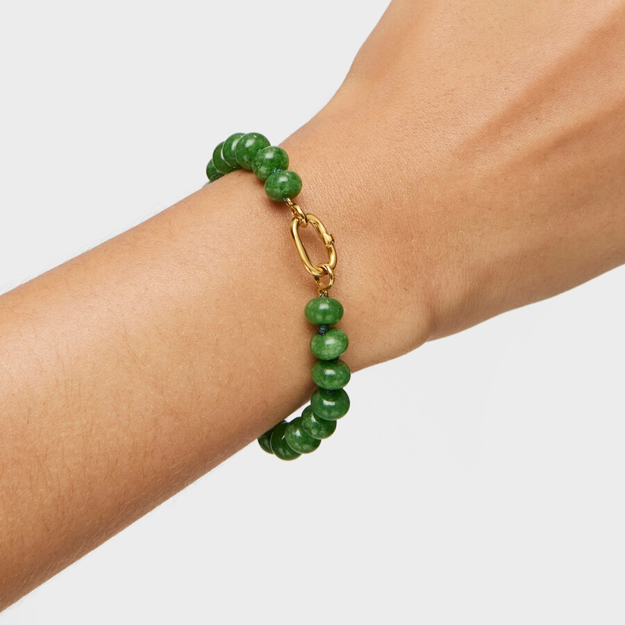 bracciale hold oval con placcatura in oro 18kt su argento e quarzite verde