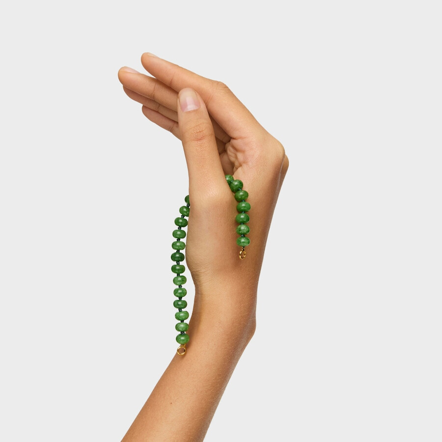 bracciale hold oval con placcatura in oro 18kt su argento e quarzite verde