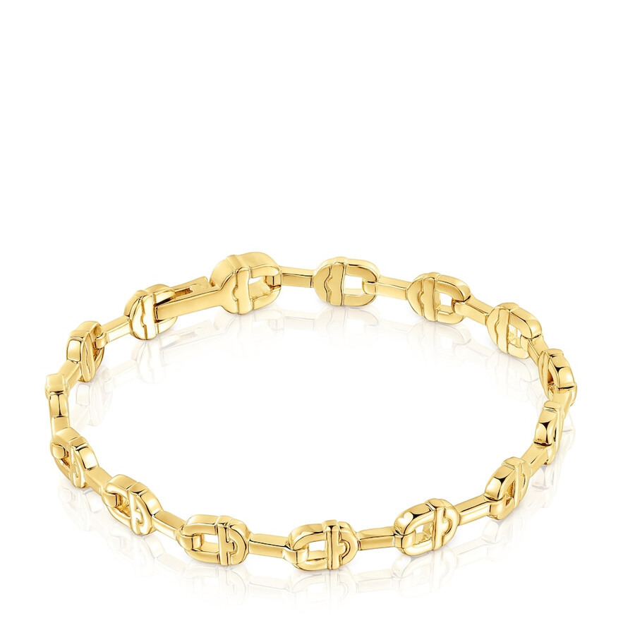 bracciale tous manifesto placcato in oro 18kt su catena con logo in argento
