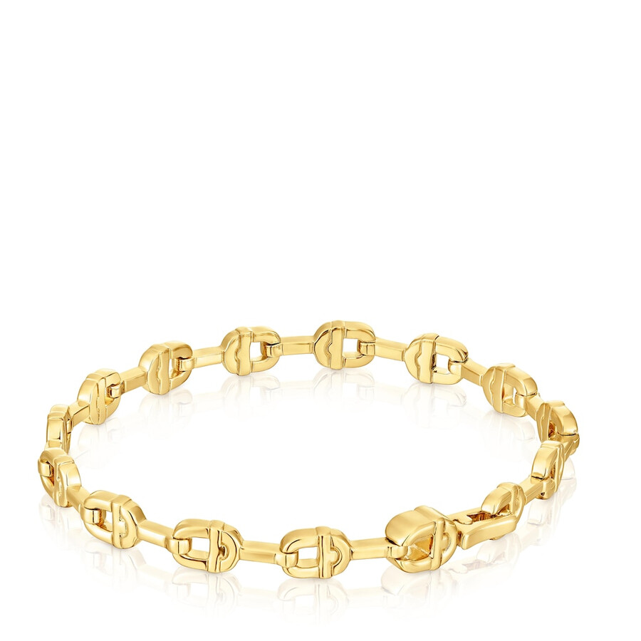 bracciale tous manifesto placcato in oro 18kt su catena con logo in argento
