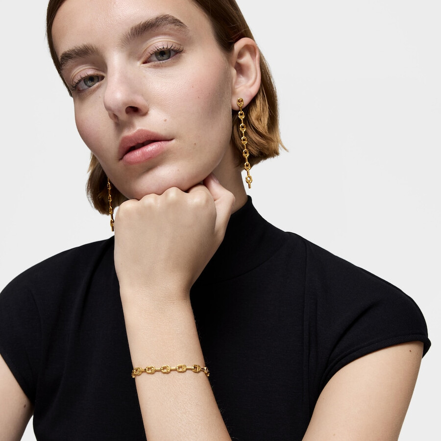 bracciale tous manifesto placcato in oro 18kt su catena con logo in argento