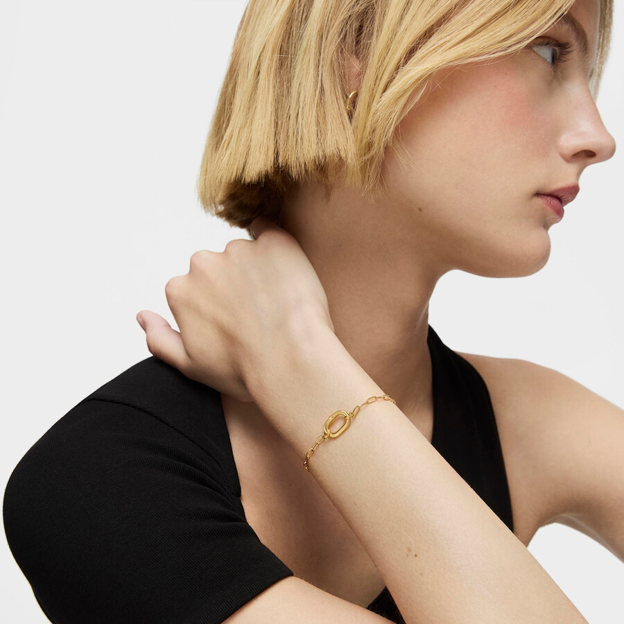 bracciale a catena ovale con placcatura in oro 18kt su argento