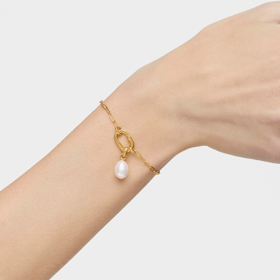 bracciale a catena ovale con placcatura in oro 18kt su argento