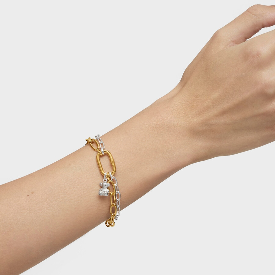 bracciale a catena ovale xl con placcatura in oro 18kt su argento