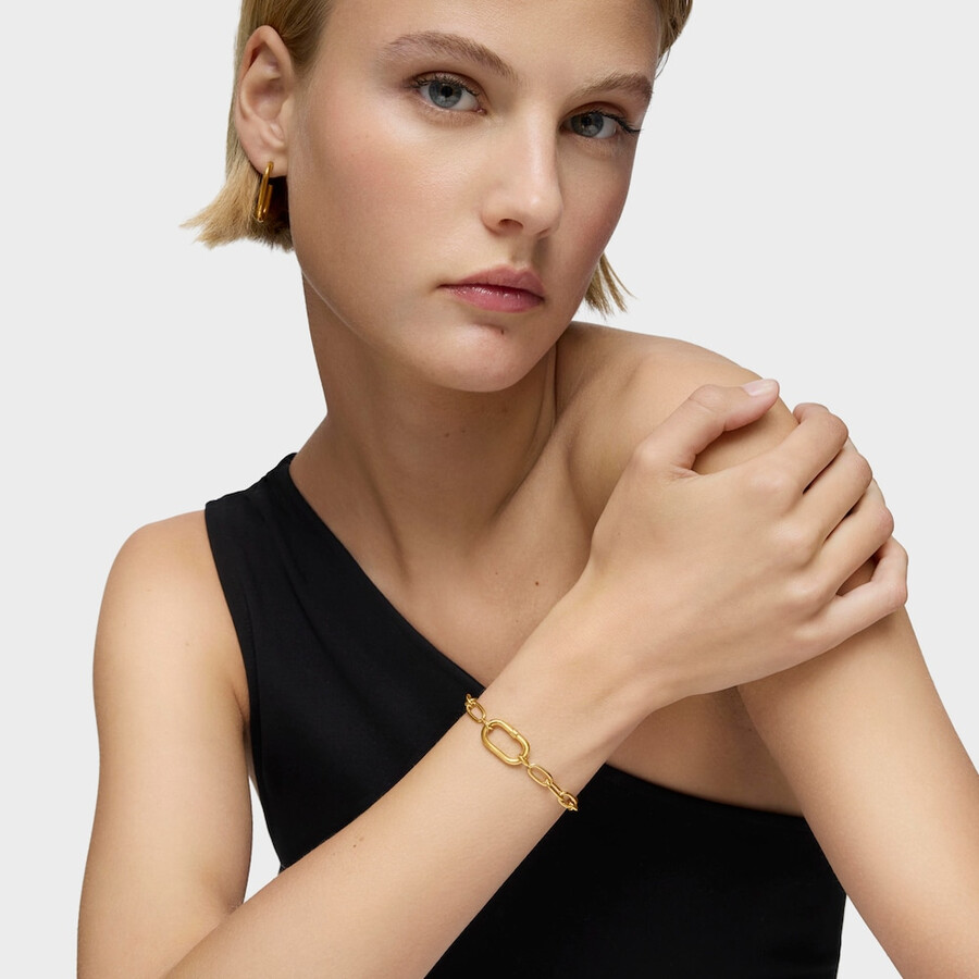 bracciale a catena ovale xl con placcatura in oro 18kt su argento