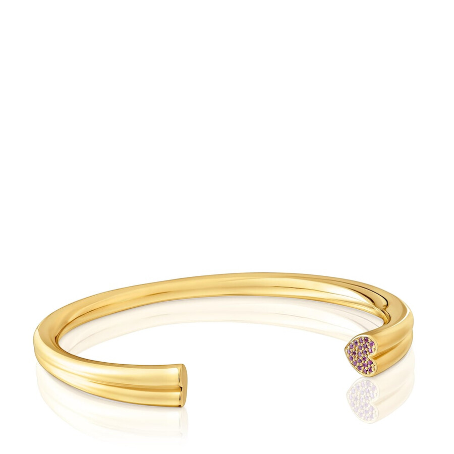 bracciale placcato oro 18kt su argento con motivo a cuore e rodoliti tous 1950