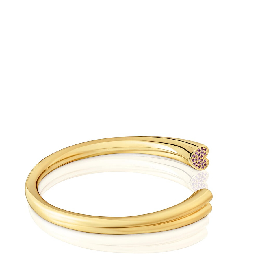 bracciale placcato oro 18kt su argento con motivo a cuore e rodoliti tous 1950