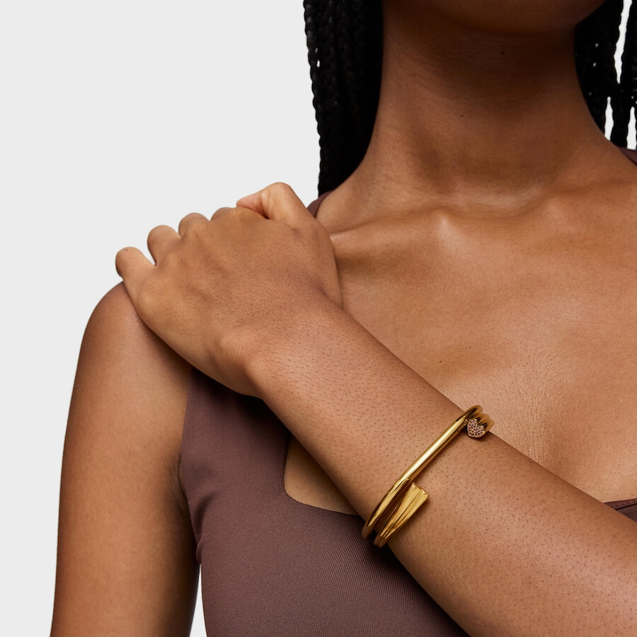 bracciale placcato oro 18kt su argento con motivo a cuore e rodoliti tous 1950