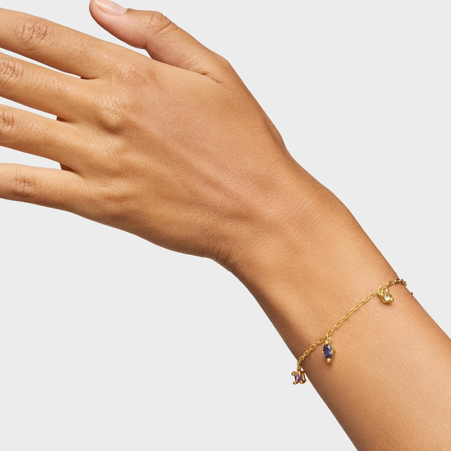 bracciale a catena placcato oro 18kt su argento e pietre preziose create in laboratorio tous color lgg