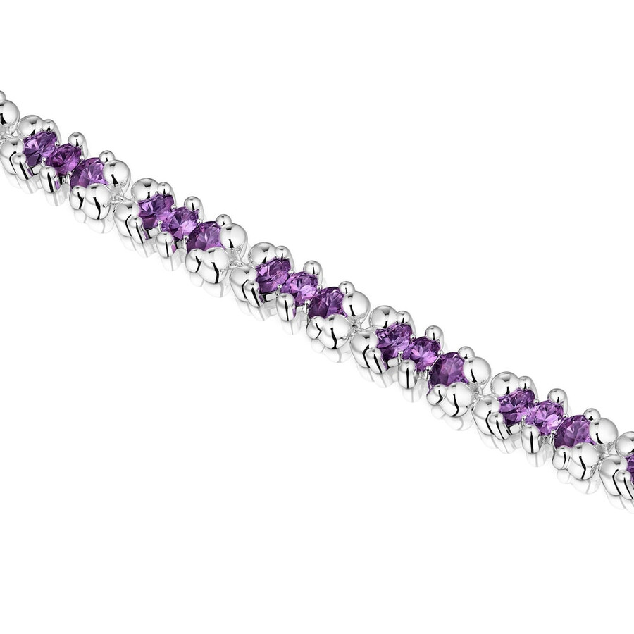 bracciale con motivo orso in argento e zaffiri lilla coltivati in laboratorio color bear lgg