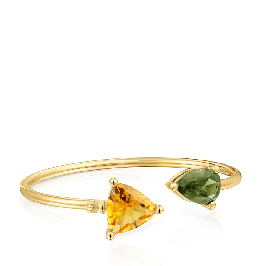 bracciale in oro placcato 18 carati su argento e citrino e spinello verde coltivati in laboratorio tous color lgg