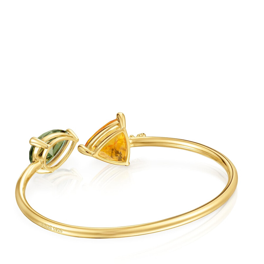 bracciale in oro placcato 18 carati su argento e citrino e spinello verde coltivati in laboratorio tous color lgg