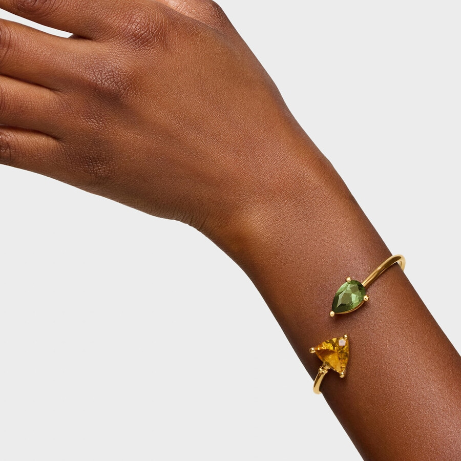 bracciale in oro placcato 18 carati su argento e citrino e spinello verde coltivati in laboratorio tous color lgg