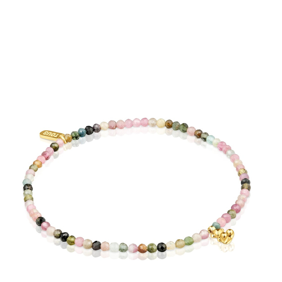 bracciale elastico in argento placcato oro 18kt con tormaline tous bold bear