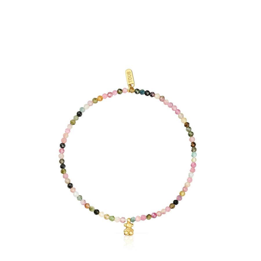 bracciale elastico in argento placcato oro 18kt con tormaline tous bold bear