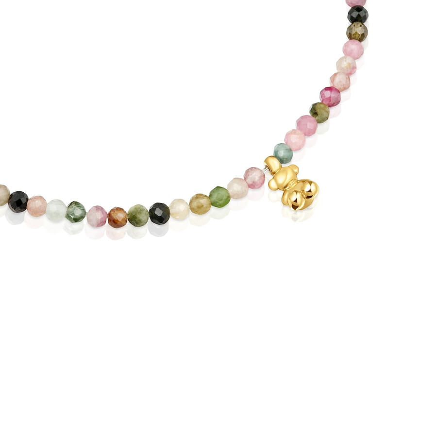 bracciale elastico in argento placcato oro 18kt con tormaline tous bold bear