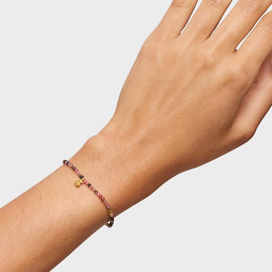 bracciale elastico in argento placcato oro 18kt con tormaline tous bold bear