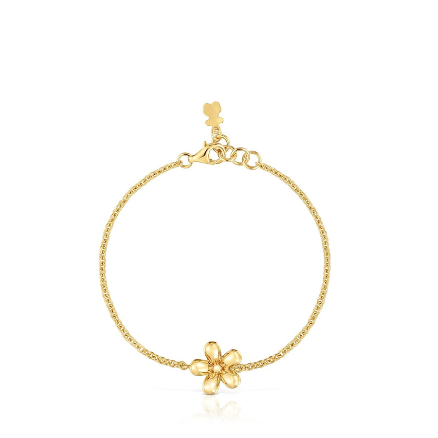 bracciale a catena con placcatura in oro 18kt su margherita in argento