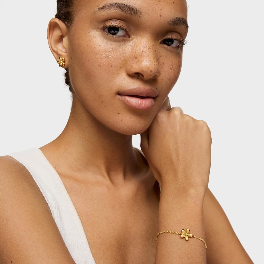 bracciale a catena con placcatura in oro 18kt su margherita in argento