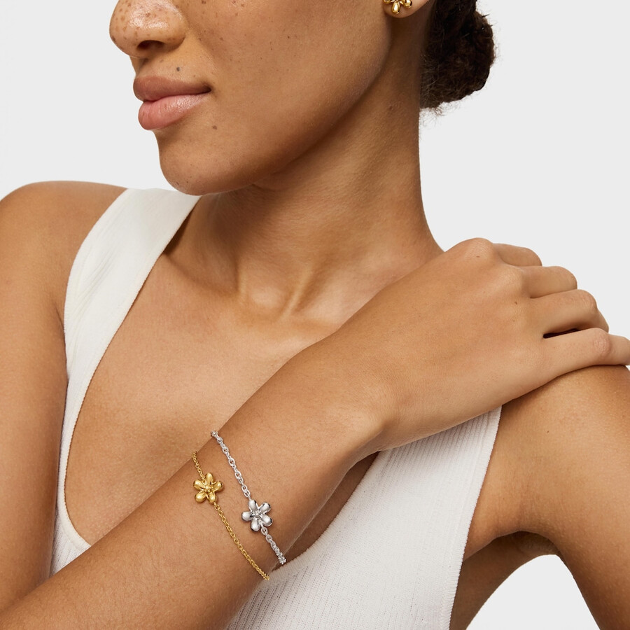 bracciale a catena con placcatura in oro 18kt su margherita in argento