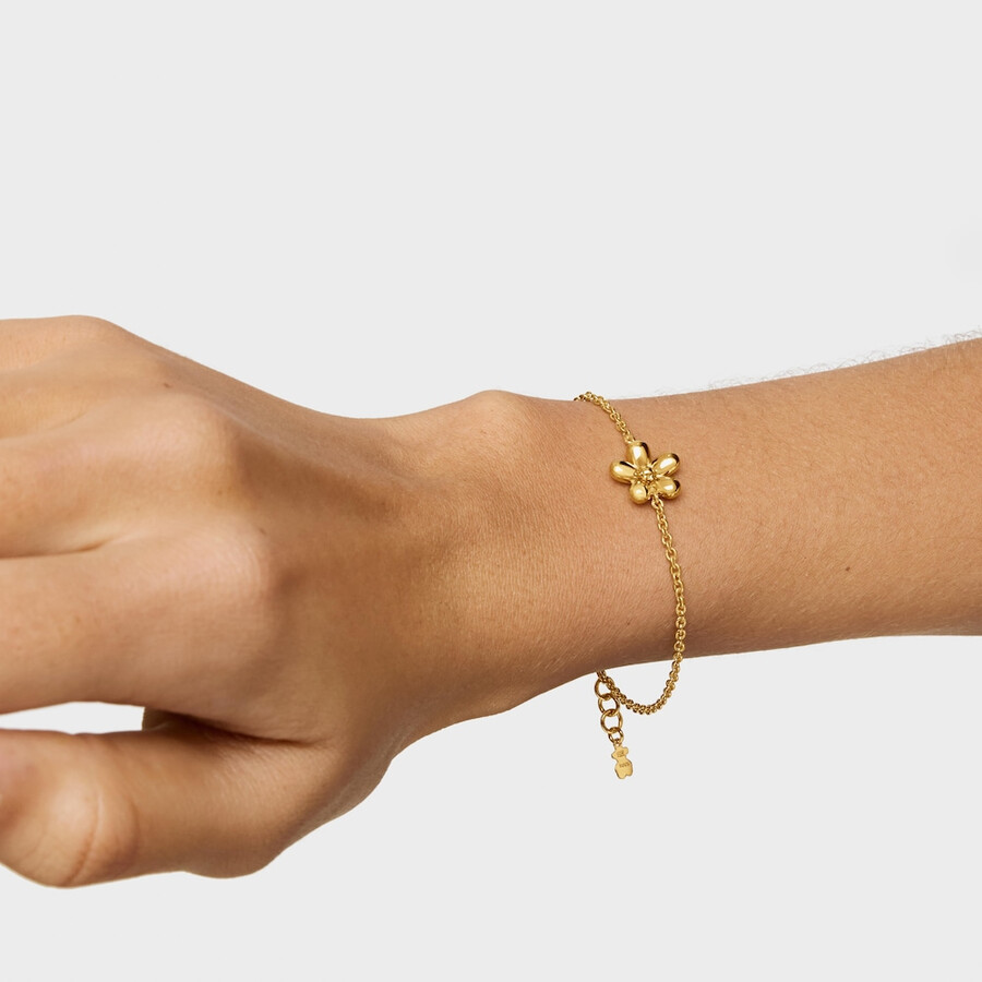 bracciale a catena con placcatura in oro 18kt su margherita in argento