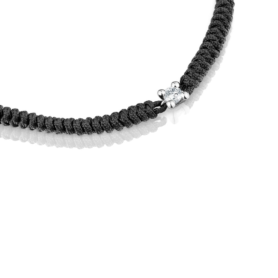 bracciale in platino con diamante creato in laboratorio e nylon nero tous shine lgd