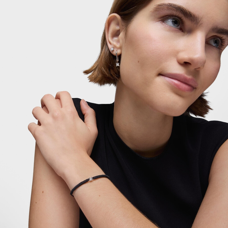bracciale in platino con diamante creato in laboratorio e nylon nero tous shine lgd