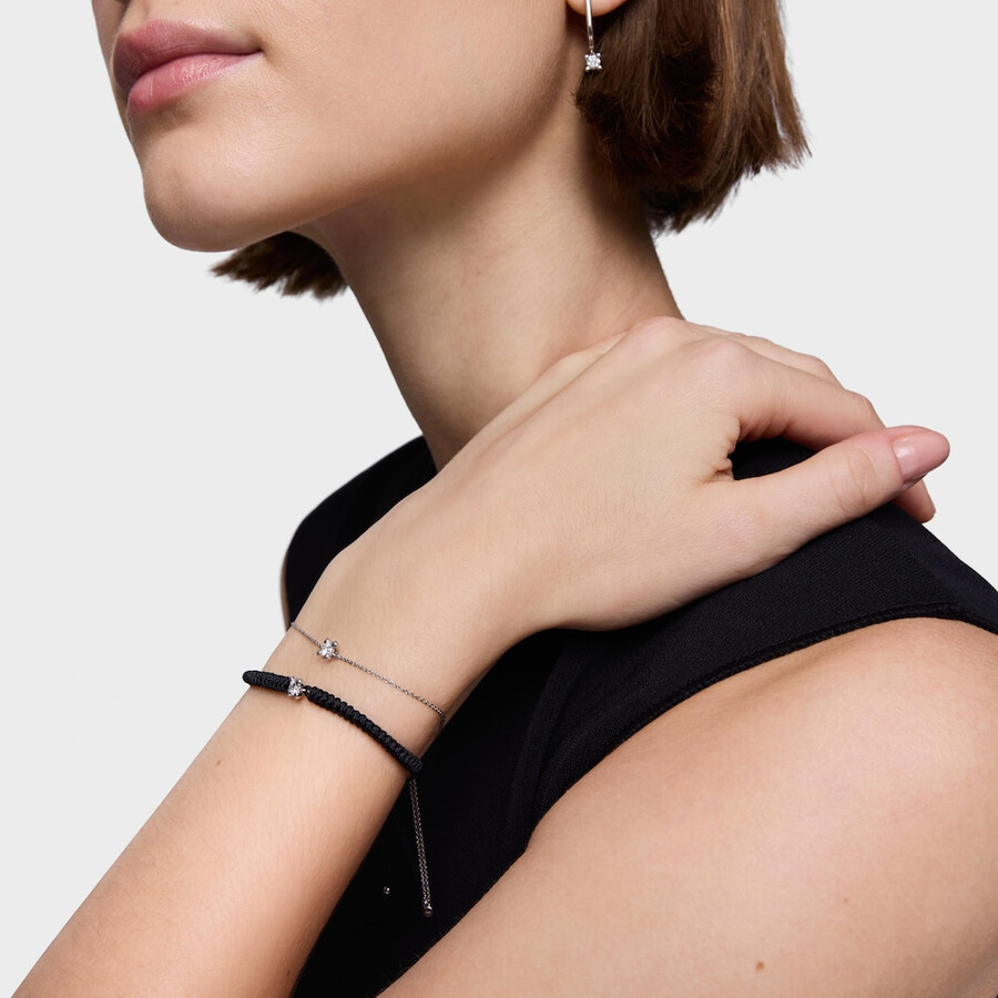 bracciale in platino con diamante creato in laboratorio e nylon nero tous shine lgd