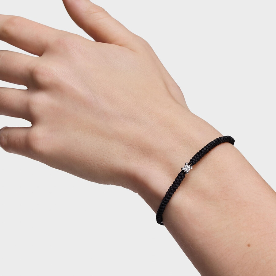 bracciale in platino con diamante creato in laboratorio e nylon nero tous shine lgd
