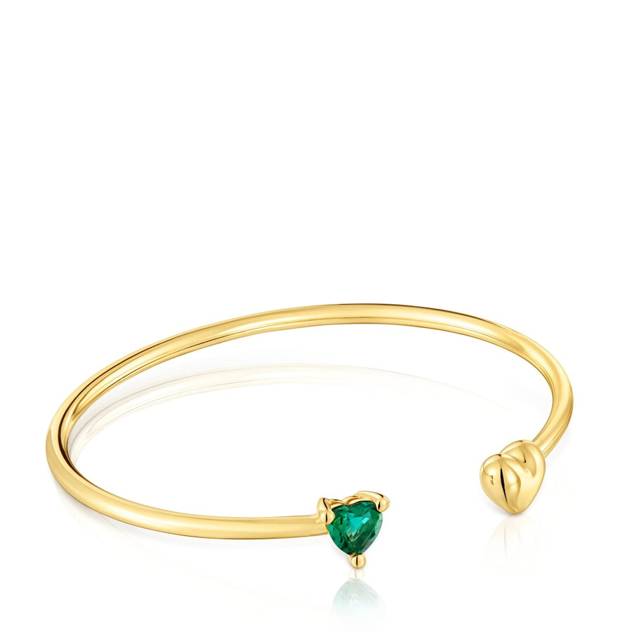 bracciale placcato in oro 18 carati su argento con smeraldo coltivato in laboratorio garden of love lgg