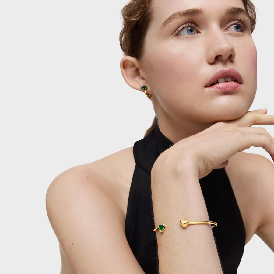 bracciale placcato in oro 18 carati su argento con smeraldo coltivato in laboratorio garden of love lgg