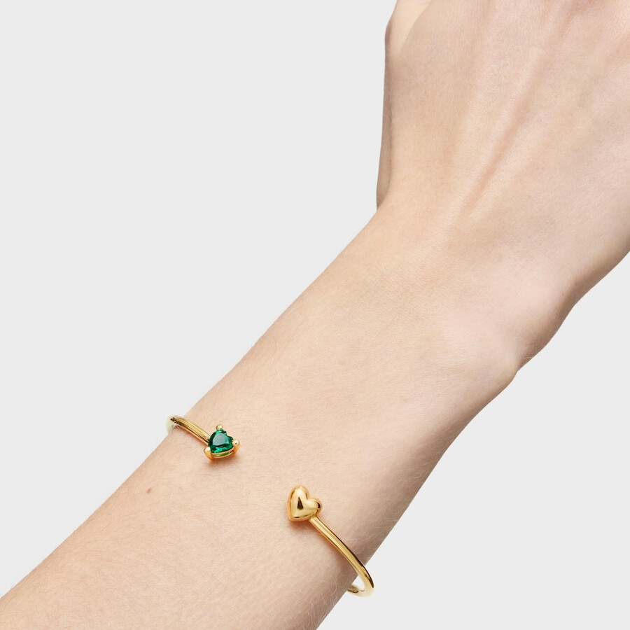 bracciale placcato in oro 18 carati su argento con smeraldo coltivato in laboratorio garden of love lgg