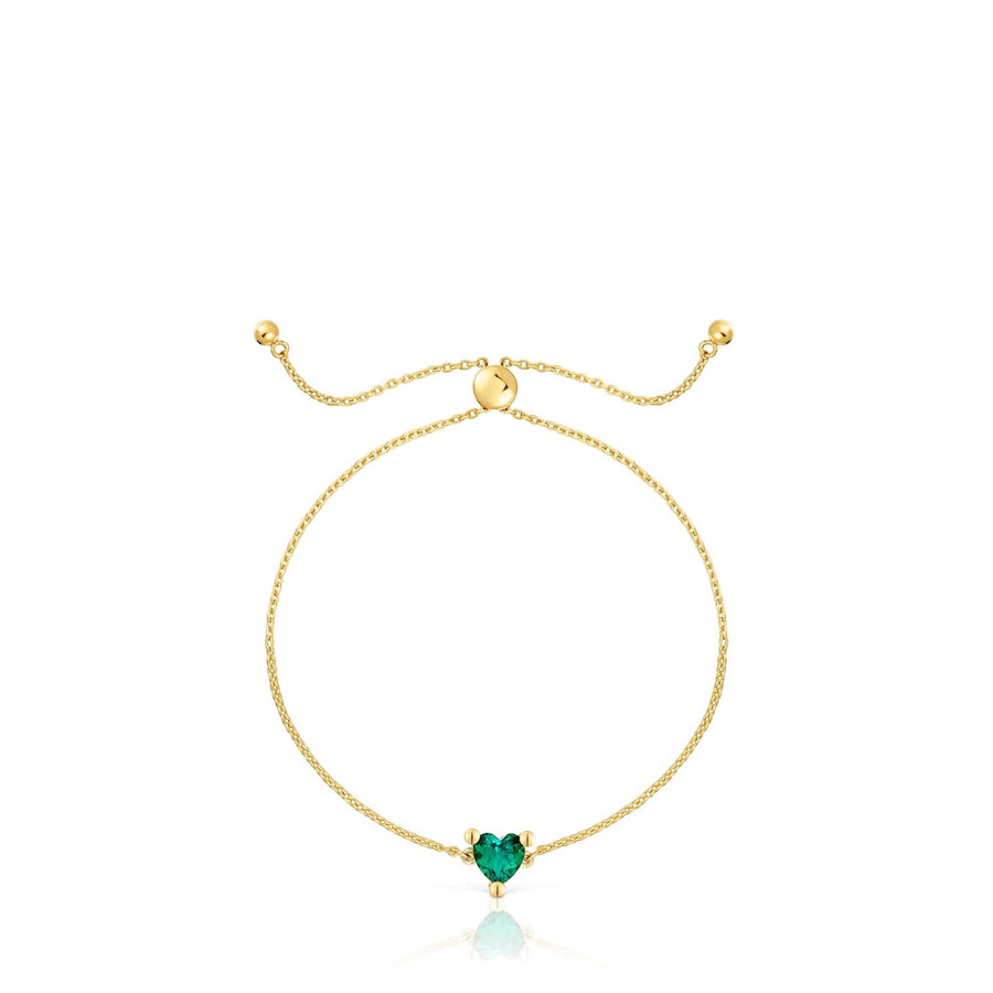 bracciale placcato in oro 18 carati su catena in argento con smeraldo coltivato in laboratorio garden of love lgg