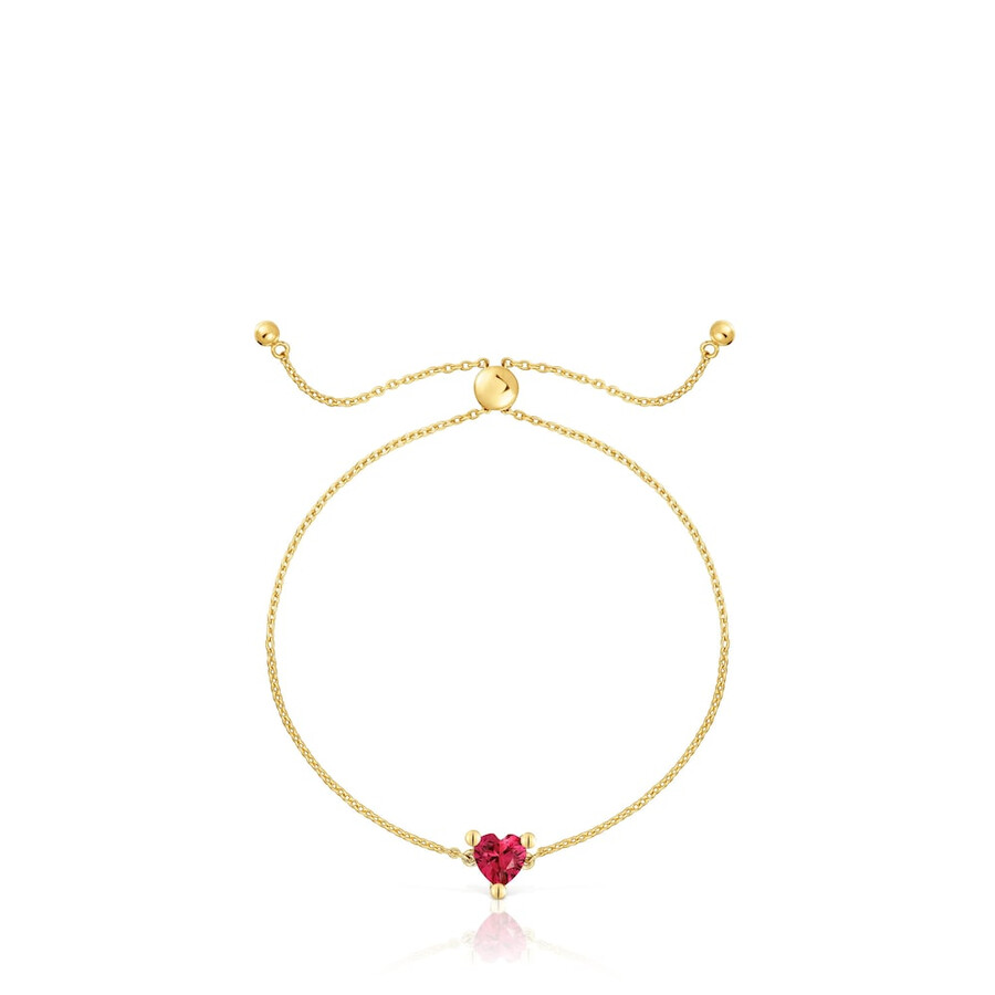 bracciale placcato in oro 18 carati su catena in argento con rubino coltivato in laboratorio garden of love lgg