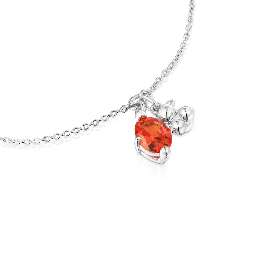 bracciale con catena in argento con motivo a orso e zaffiro arancione bold bear lgg coltivato in laboratorio