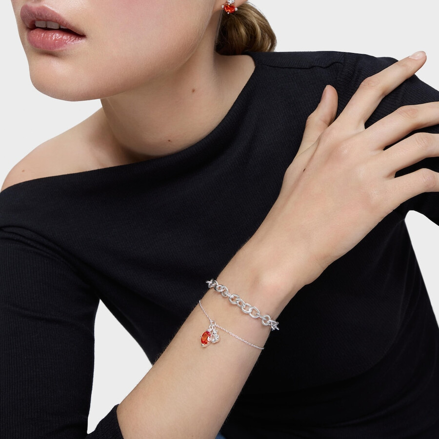bracciale con catena in argento con motivo a orso e zaffiro arancione bold bear lgg coltivato in laboratorio
