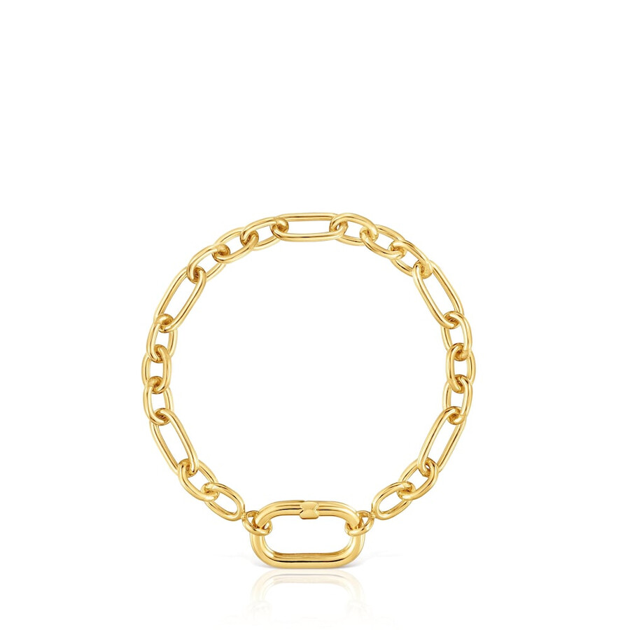 bracciale placcato in oro 18kt su catena in argento con anello hold oval