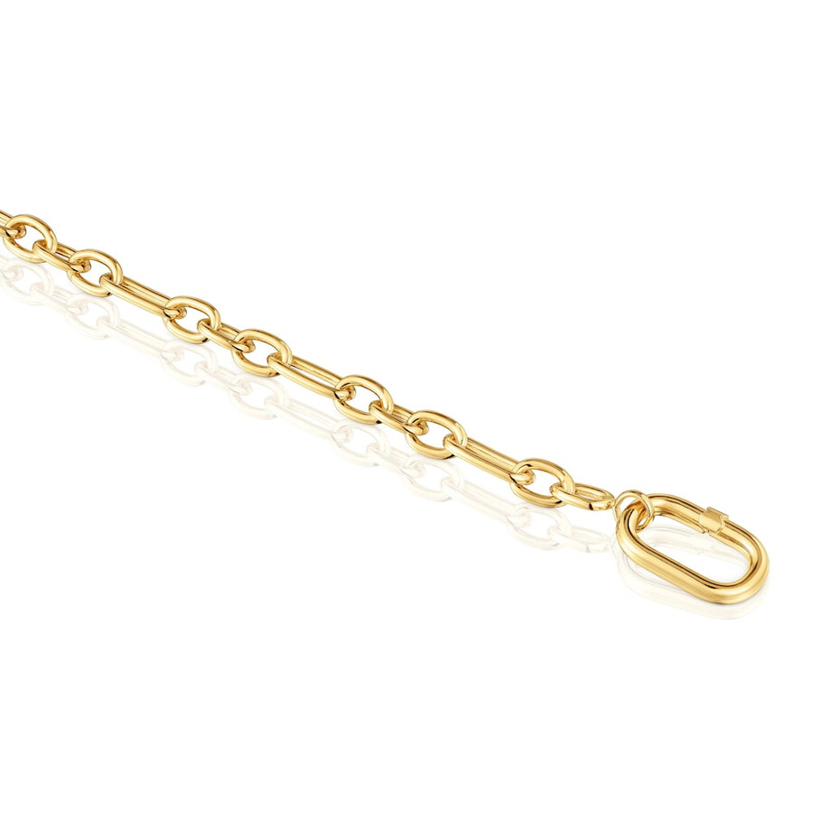 bracciale placcato in oro 18kt su catena in argento con anello hold oval