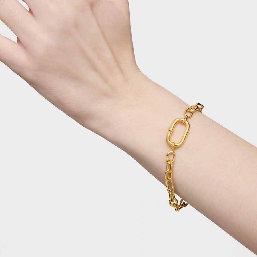 bracciale placcato in oro 18kt su catena in argento con anello hold oval