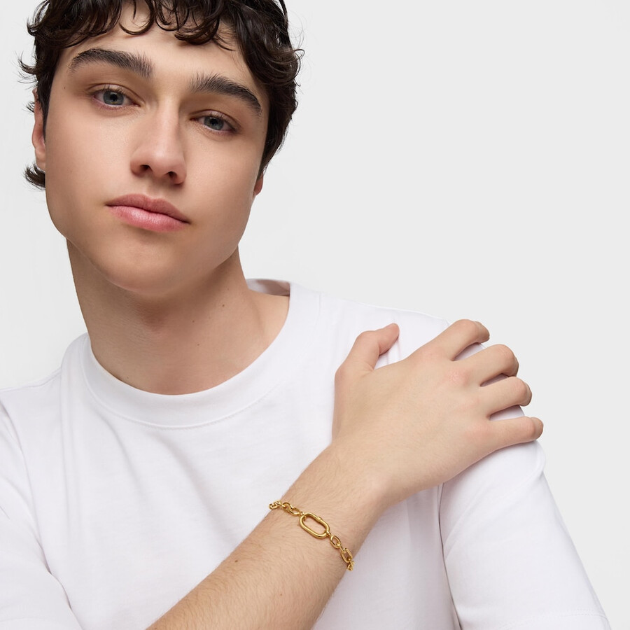 bracciale placcato in oro 18kt su catena in argento con anello hold oval