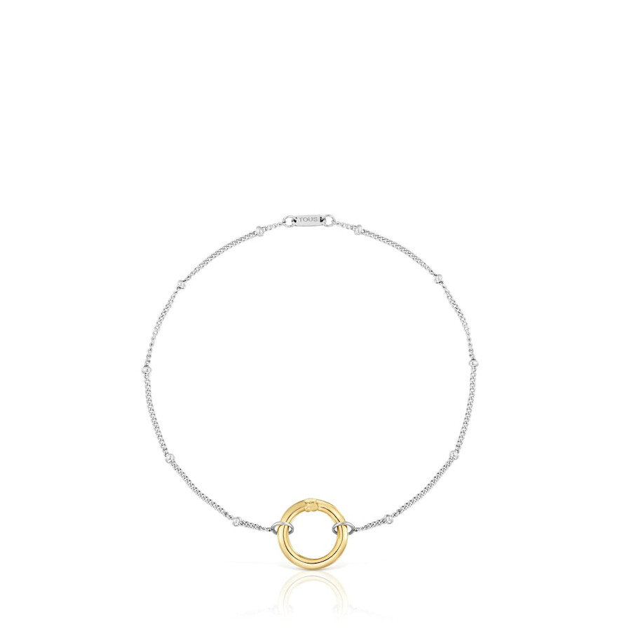 bracciale in catena dacciaio con anello in oro hold