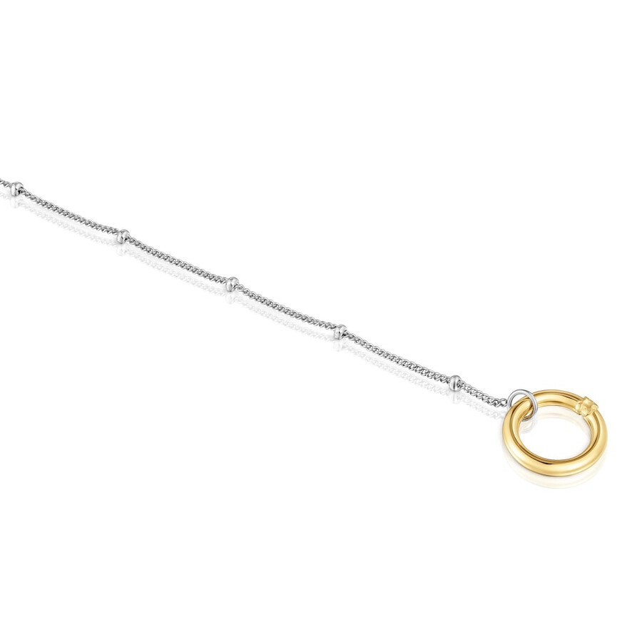 bracciale in catena dacciaio con anello in oro hold