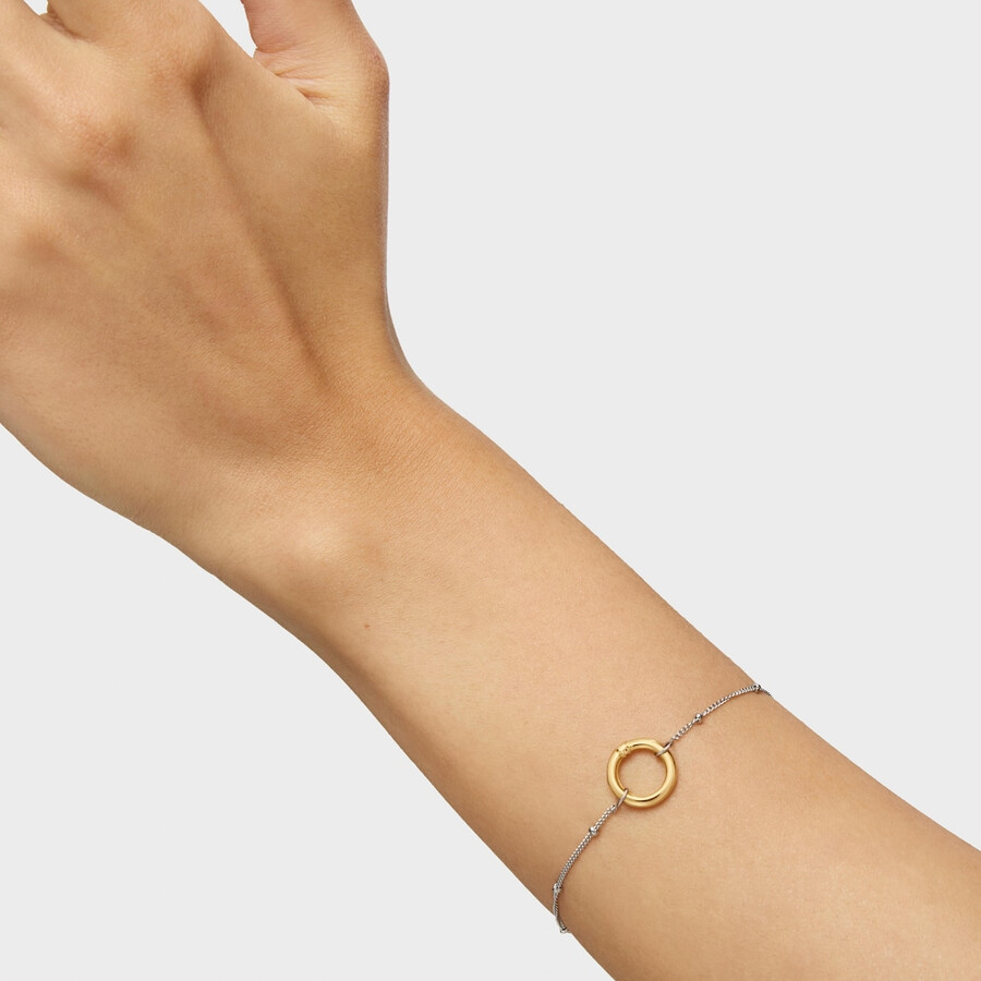bracciale in catena dacciaio con anello in oro hold
