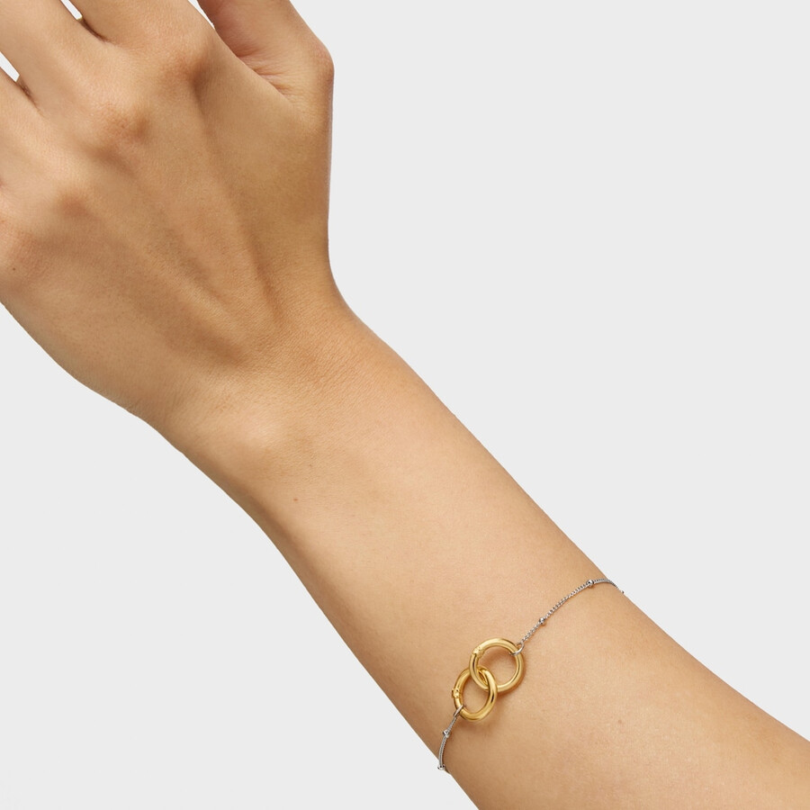 bracciale in catena dacciaio con anello in oro hold