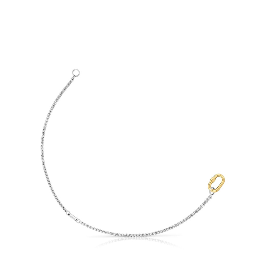 bracciale a catena in acciaio con anello in oro hold oval