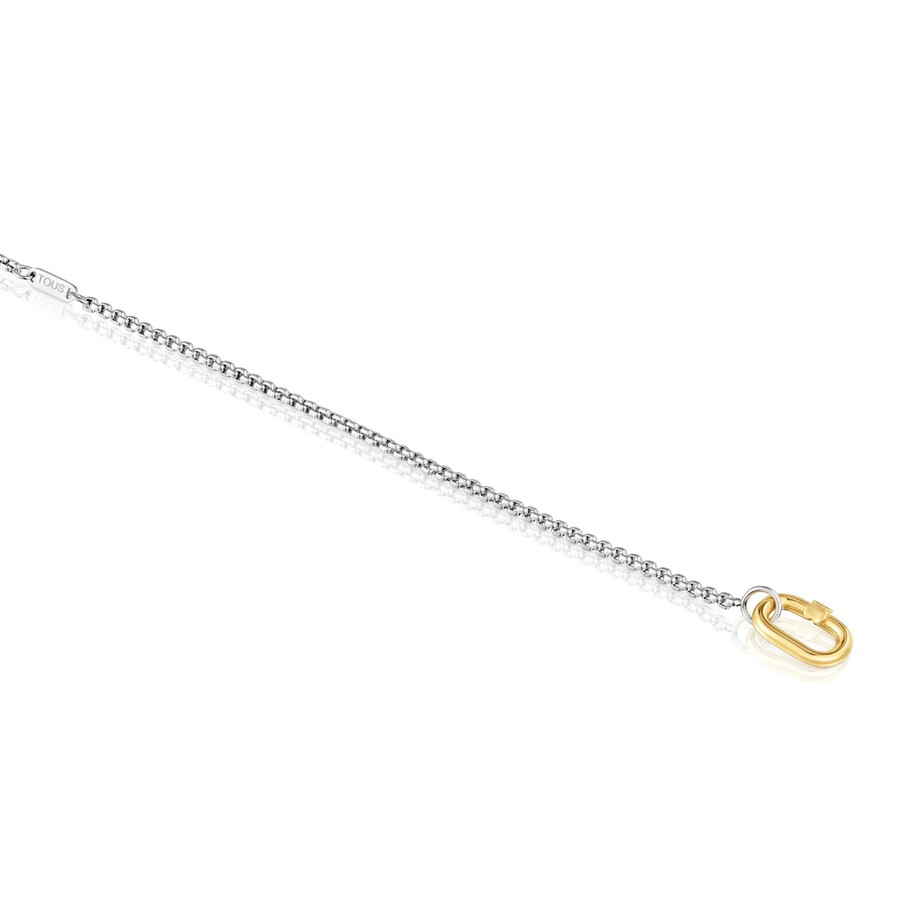 bracciale a catena in acciaio con anello in oro hold oval